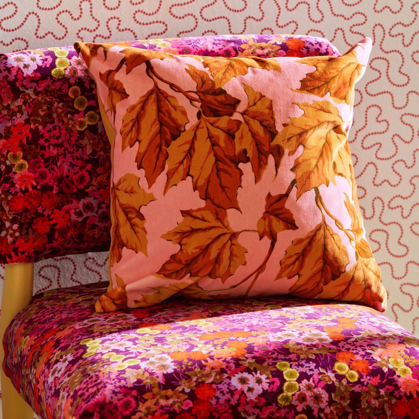 Dappled Leaf Amber/Rose Fabric by HAR